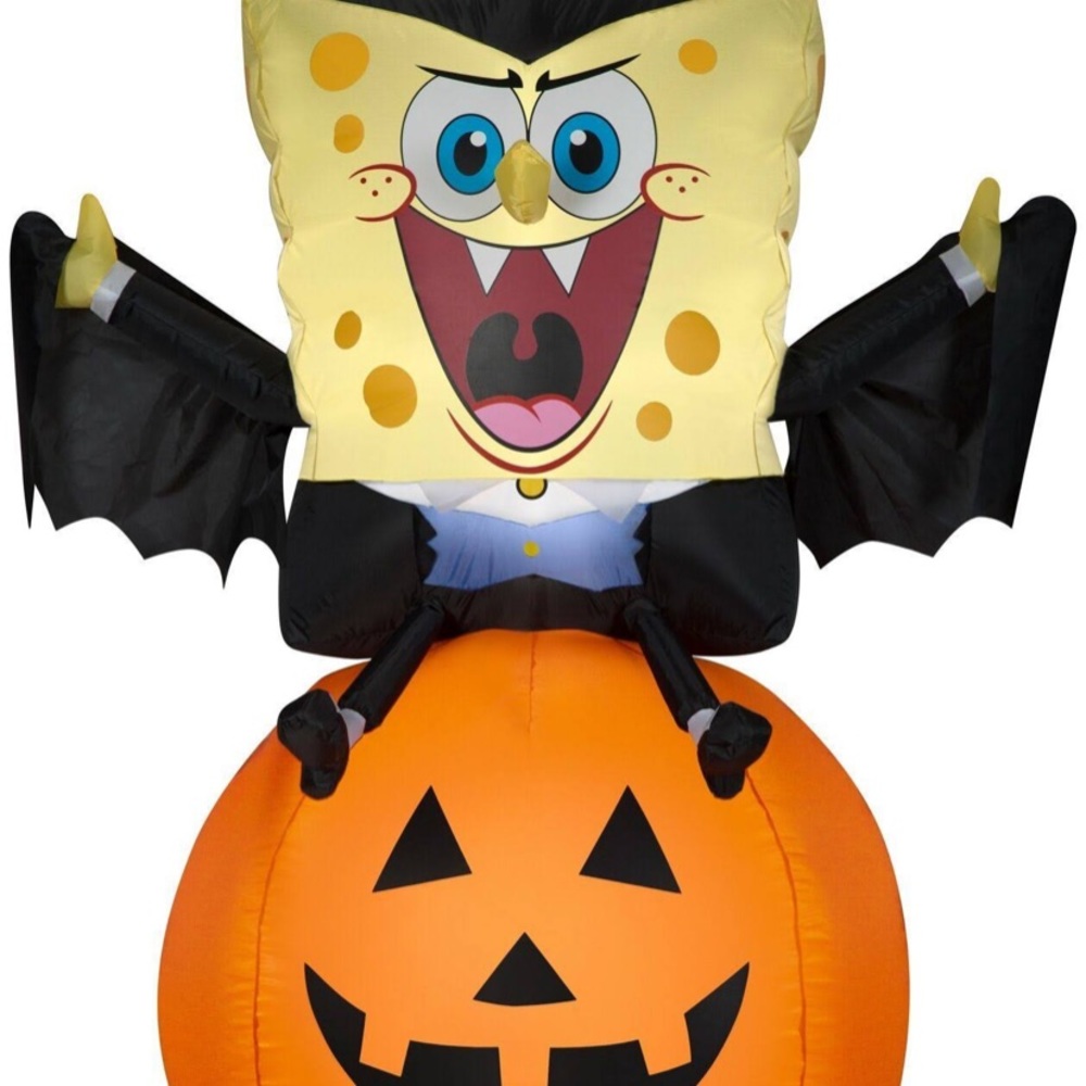 Airblown Inflatables Vampire Spongebob on A Pumpki